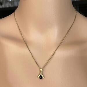 Elegant Gold Pendant Necklace with Black Onyx Stone Accent